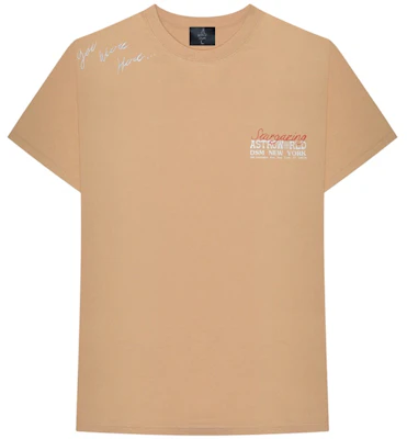 Travis Scott Astroworld X Dover Street Market NY Kaos Tan "Wish You Were Here" Buy Travis Scott Astroworld X Dover Street Market NY Kaos Tan "Wish You Were Here"