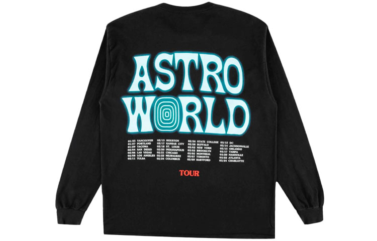Travis Cactus Jack Astroworld Horse Letter Graphic Long Sleeve Tee Black Unisex TC-348