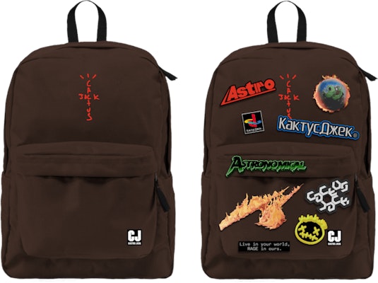 Travis Scott Cactus Jack Backpack With Patch Set Brown Buy Travis Scott Cactus Jack Backpack With Patch Set Brown