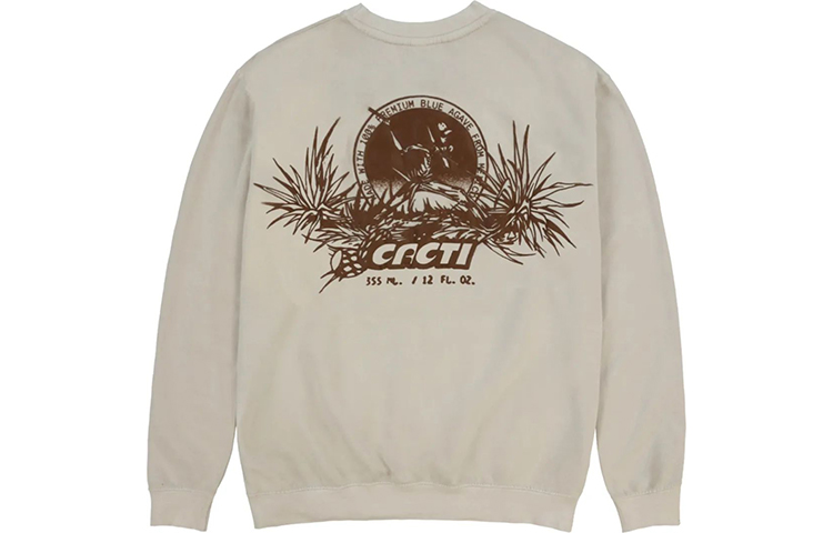 Travis Cactus Jack CACTI Logo Print Crewneck Sweatshirt Beige Unisex. TC-80