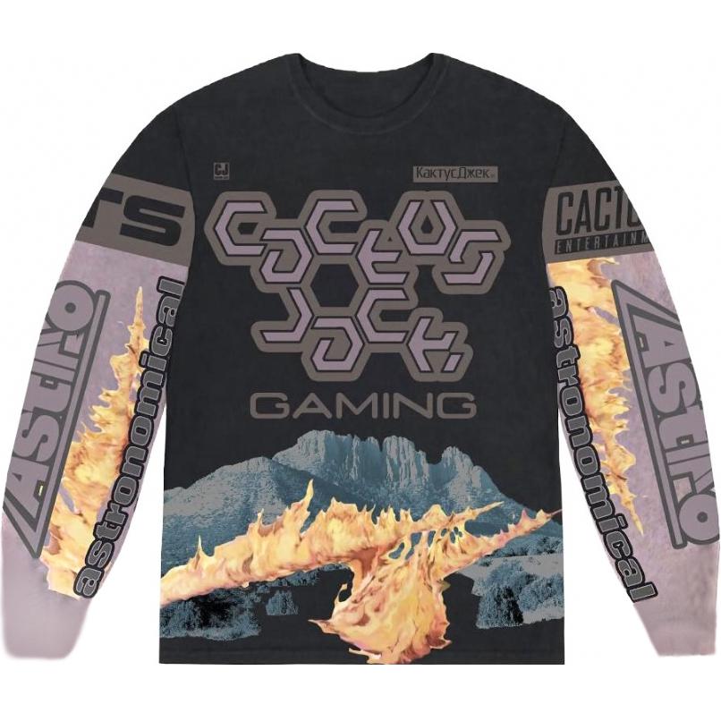 Travis Cactus Jack CJ Gaming Letter Logo Black Crewneck Sweatshirt Unisex TC-403