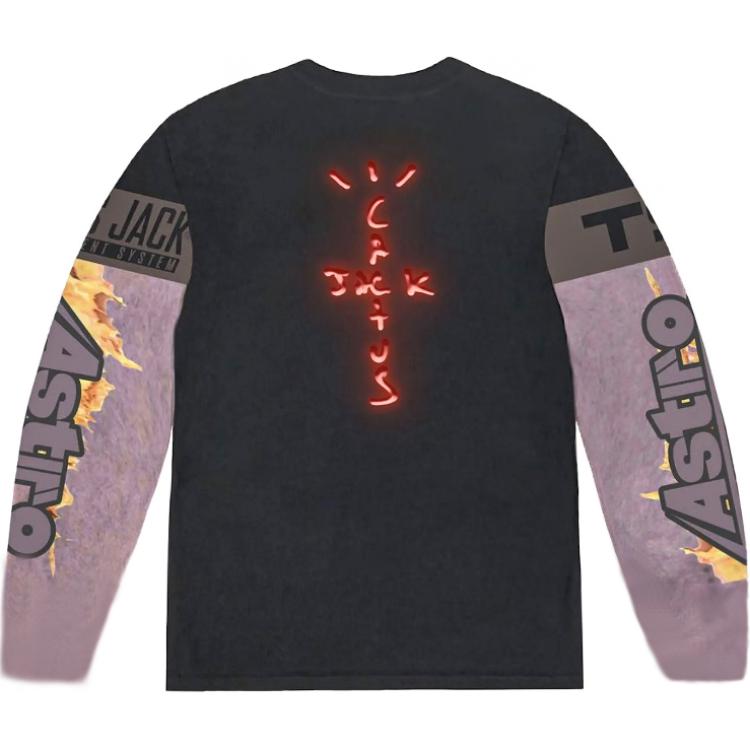 Travis Cactus Jack CJ Gaming Letter Logo Black Crewneck Sweatshirt Unisex TC-403 圖 3