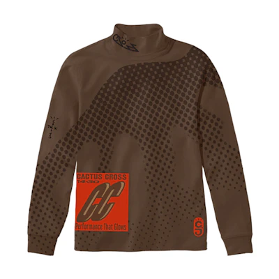 Travis Cactus Jack Crossover Mesh Mock Neck Sweatshirt Brown Unisex TC-59
