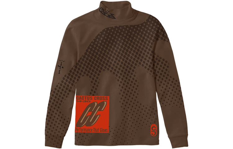 Travis Cactus Jack Crossover Mesh Mock Neck Sweatshirt Brown Unisex TC-59 圖 2