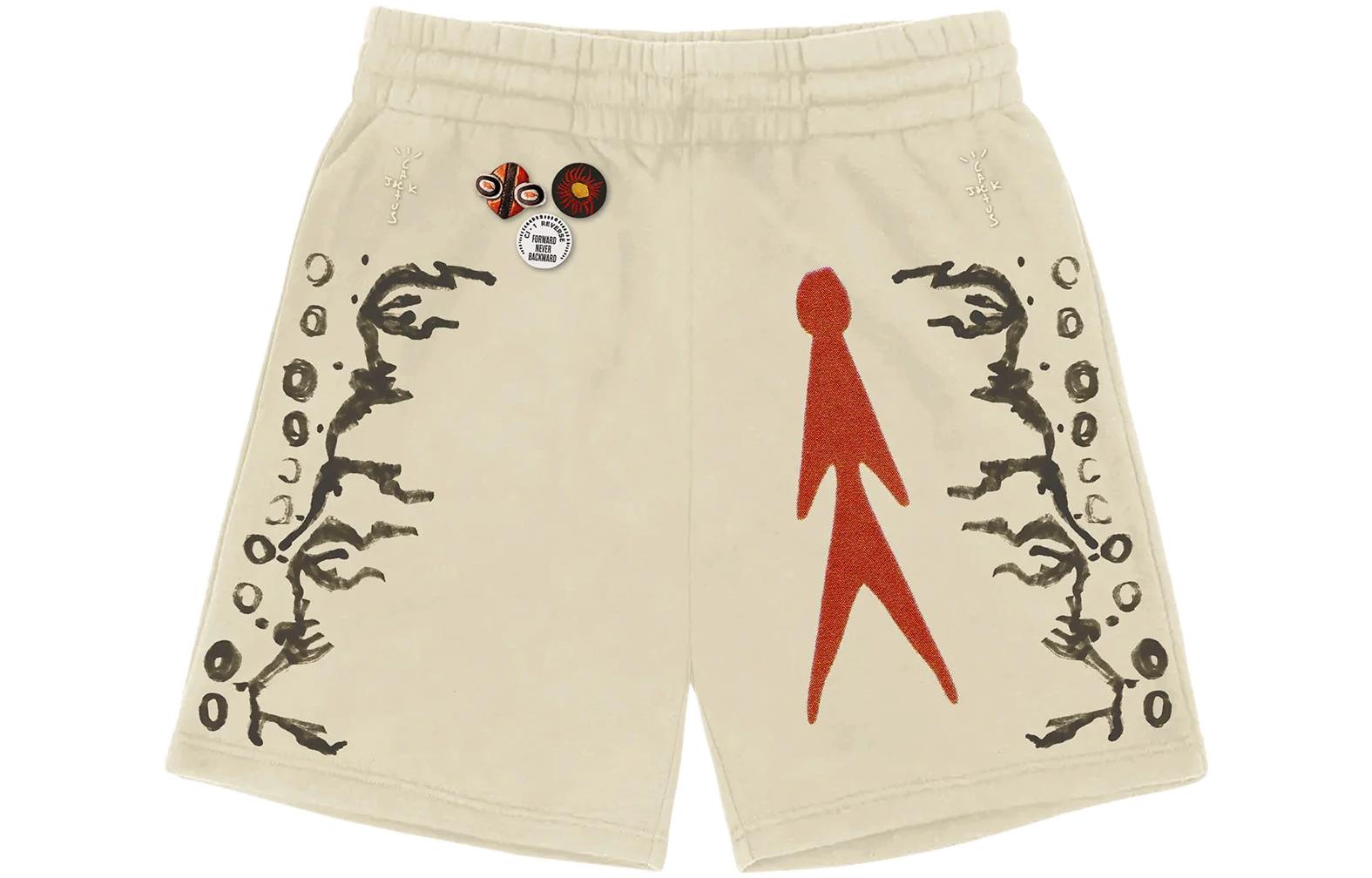 Travis Scott Cactus Jack FW22 Abstract Print High-Waist Casual Shorts Cream Unisex CJFN-SS90