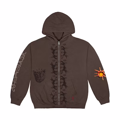 Travis Cactus Jack FW22 Brown Graphic Zip-Up Hoodie Unisex CJFN-SS81
