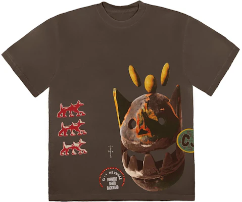 特拉维斯·斯科特 Cactus Jack FW22 往前看图案棕色男女同款T恤。 CJFN-SS88 Order 特拉维斯·斯科特 Cactus Jack FW22 往前看图案棕色男女同款T恤。 CJFN-SS88