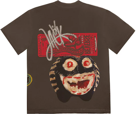 特拉维斯·斯科特 Cactus Jack FW22 往前看图案棕色男女同款T恤。 CJFN-SS88 Lookbook 特拉维斯·斯科特 Cactus Jack FW22 往前看图案棕色男女同款T恤。 CJFN-SS88