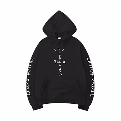 Travis Cactus Jack Graphic Print Hoodie Black Long Sleeve TC-453