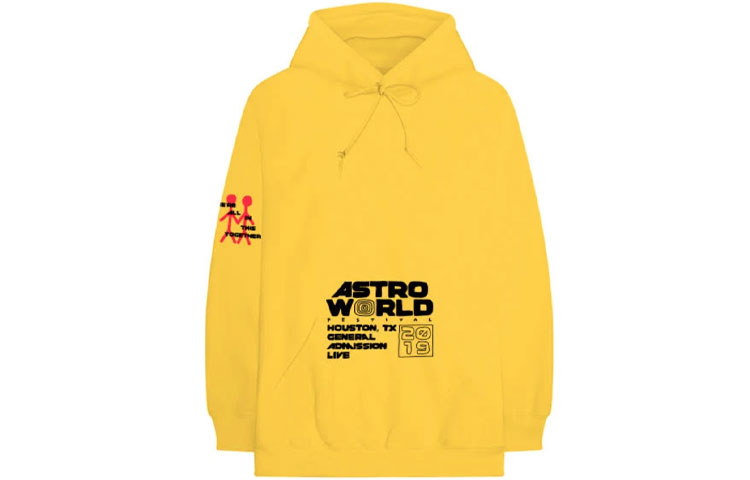 Travis Cactus Jack Souvenir Gold Letter Print Hoodie Yellow Unisex TC-401