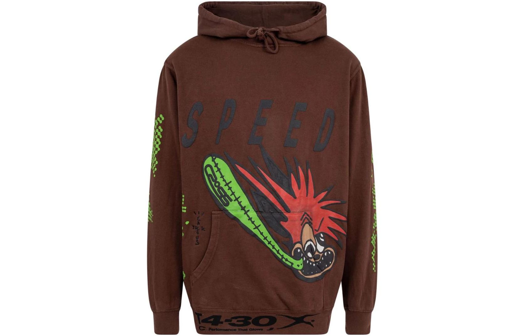 Travis Cactus Jack SS22 Brown Graphic Logo Hoodie Pullover for Men CJJ6HS15BROWN
