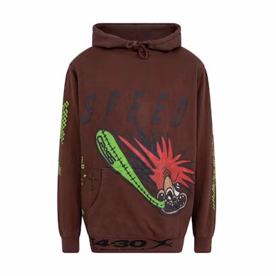 Travis Cactus Jack SS22 Brown Graphic Logo Hoodie Pullover for Men CJJ6HS15BROWN