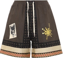 Travis Scott Cactus Jack Wolf Brown Embroidered Casual Shorts Unisex. CJAM-PS06-M Travis Scott Cactus Jack Wolf Brown Embroidered Casual Shorts Unisex. CJAM-PS06-M