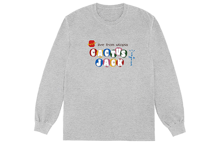 Travis Cactus Jack CJ Live From Utopia Crewneck Sweatshirt Grey Unisex TS-XMCLFUGY