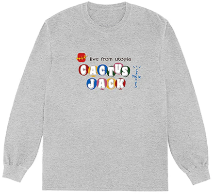 Travis Scott Cactus Jack x CJ Live From Utopia Crewneck Kelabu Unisex TS-XMCLFUGY Buy Travis Scott Cactus Jack x CJ Live From Utopia Crewneck Kelabu Unisex TS-XMCLFUGY