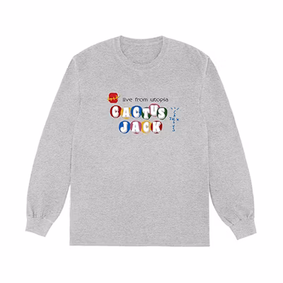 Travis Cactus Jack CJ Live From Utopia Crewneck Sweatshirt Grey Unisex TS-XMCLFUGY