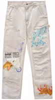 Travis Scott Cactus Jack x Fragment White Embroidered Graphic Loose Fit Jeans Unisex. CJFN-SS22 Travis Scott Cactus Jack x Fragment White Embroidered Graphic Loose Fit Jeans Unisex. CJFN-SS22