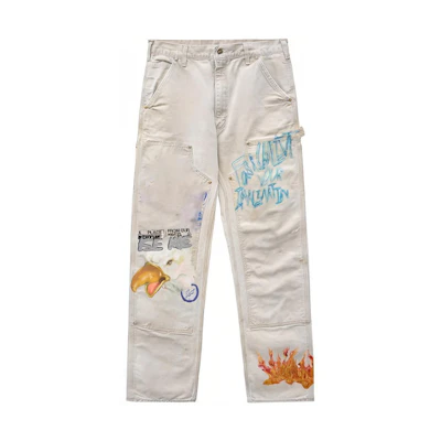 Travis Cactus Jack Fragment White Embroidered Graphic Loose Fit Jeans Unisex. CJFN-SS22