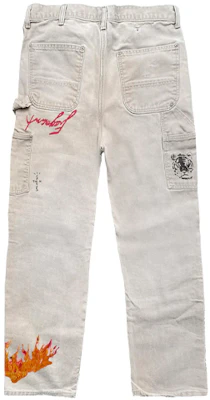 トラヴィススコット×フラグメント 白 刺繍グラフィック ゆったりフィットジーンズ ユニセックス CJFN-SS22 Lookbook トラヴィススコット×フラグメント 白 刺繍グラフィック ゆったりフィットジーンズ ユニセックス CJFN-SS22