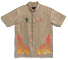 Travis Scott Cactus Jack x Jordan Button Down Shirt Khaki/University Red Travis Scott Cactus Jack x Jordan Button Down Shirt Khaki/University Red