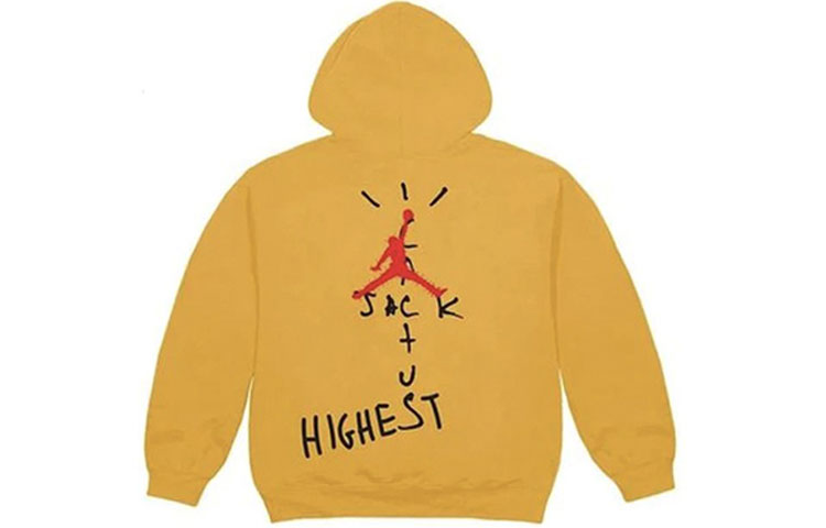 Lookbook Travis Scott Cactus Jack x Jordan Letter Print Yellow Hoodie Unisex. TC-374