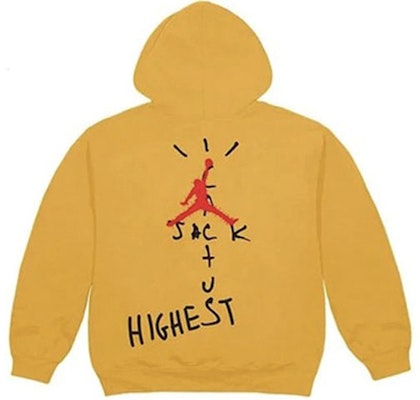 Travis Scott Cactus Jack x Jordan Letter Print Yellow Hoodie Unisex. TC-374 Lookbook Travis Scott Cactus Jack x Jordan Letter Print Yellow Hoodie Unisex. TC-374