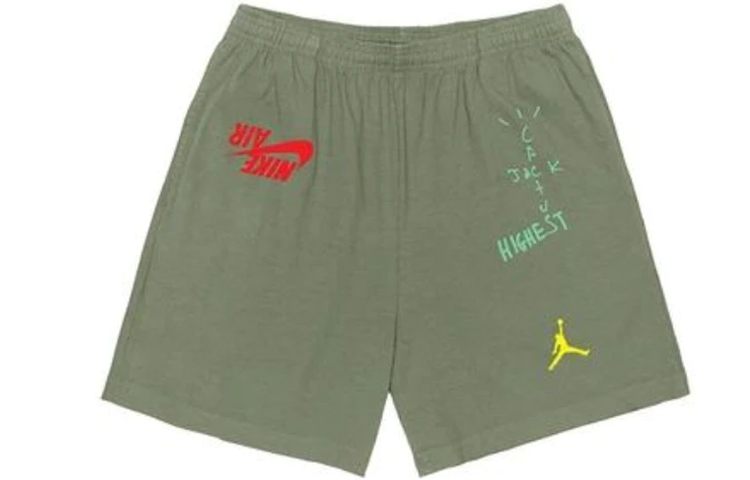 Travis Scott Cactus Jack x Jordan Reverse Swoosh Green Shorts Unisex. TC-301