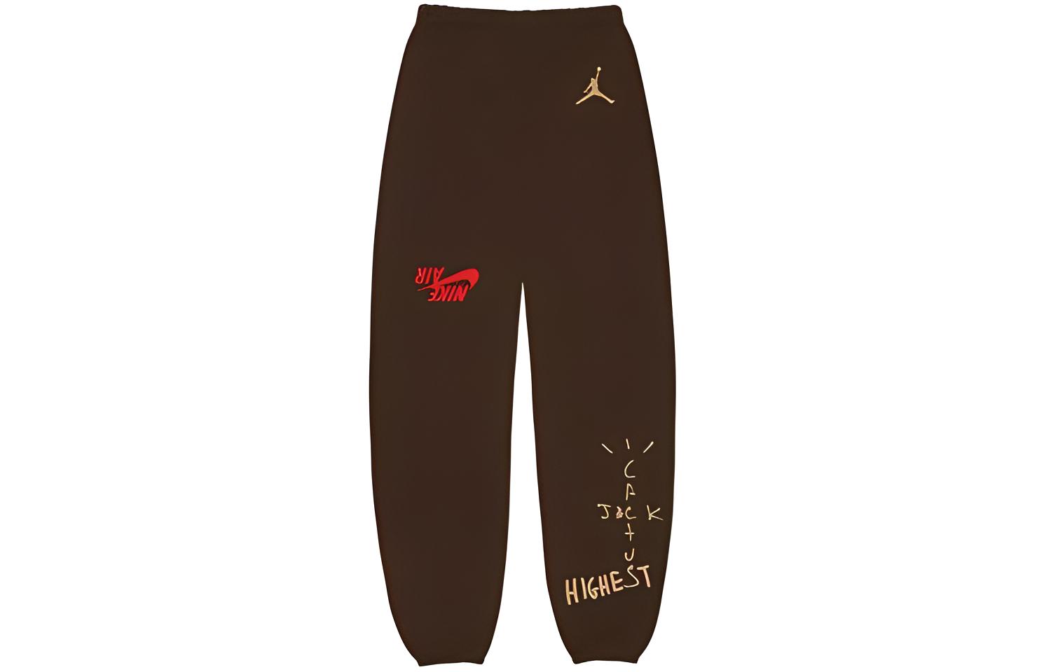 Travis Scott Cactus Jack x Jordan Reverse Swoosh Knit Track Pants Brown Unisex. TC-303