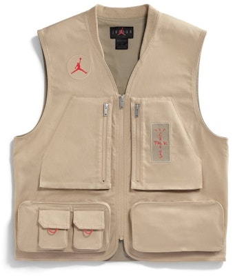 Travis Scott Cactus Jack x Jordan Utility Vest Desert Khaki/University Red Buy Travis Scott Cactus Jack x Jordan Utility Vest Desert Khaki/University Red