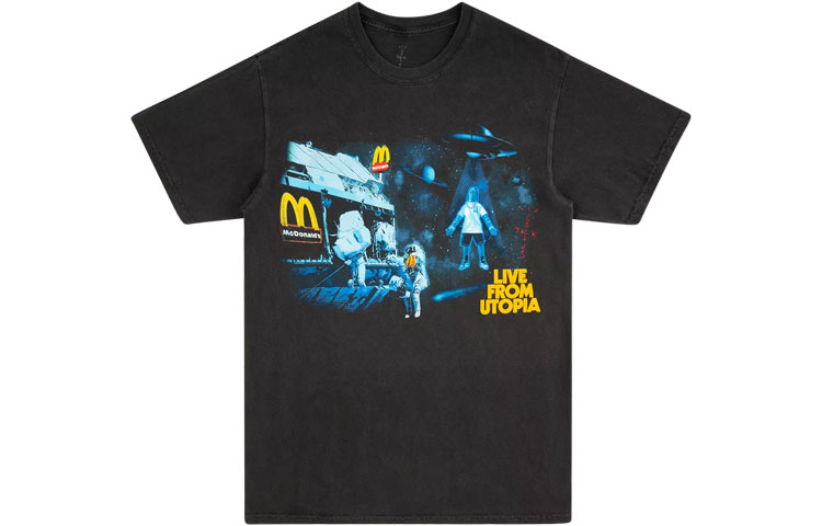 Travis Scott Cactus Jack x McDonald's Collaborative Graphic Tee Unisex Black. TC-21