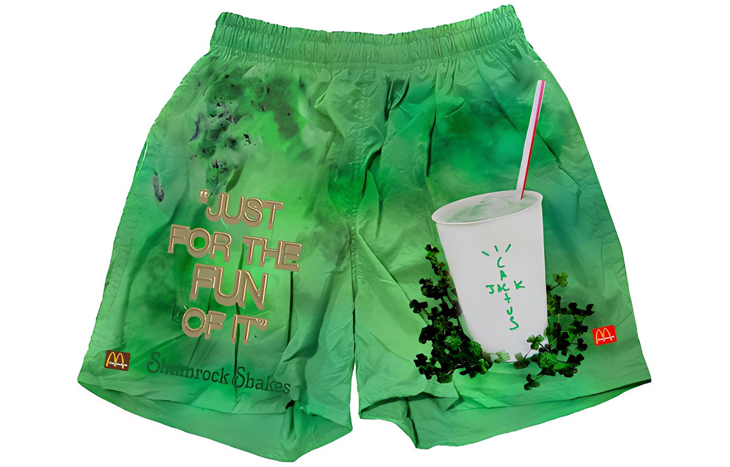 Travis Scott Cactus Jack x McDonald's Green Casual Shorts Unisex Collab. TC-358