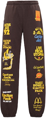 Pantalones Joggers Unisex Marrones Travis Scott Cactus Jack x McDonald''s Logo Print TC-23 Buy Pantalones Joggers Unisex Marrones Travis Scott Cactus Jack x McDonald''s Logo Print TC-23