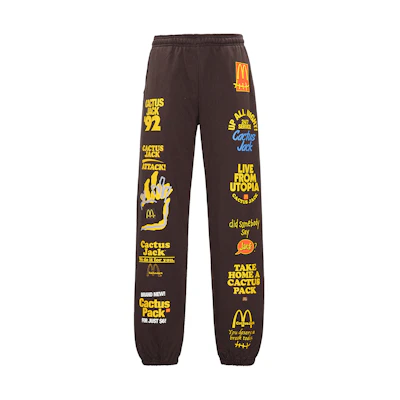Travis Cactus Jack McDonald's Logo Print Brown Drawstring Joggers Unisex TC-23