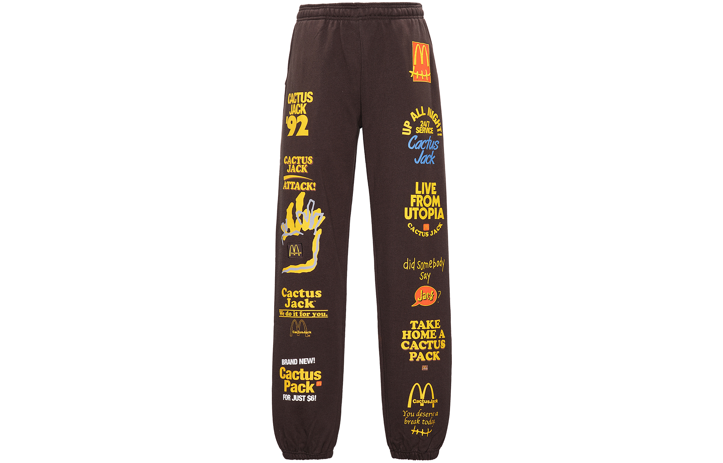Order Pantalones Joggers Unisex Marrones Travis Scott Cactus Jack x McDonald''s Logo Print TC-23