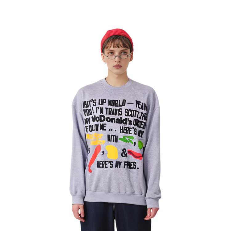 Travis Cactus Jack McDonald's CPFM Logo Gray Crewneck Sweatshirt Unisex TC-17 圖 5