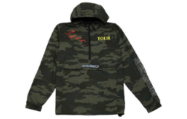 Order 트래비스 스캇 FW22 카모 레터 프린트 하프집 후디 카모플라주 그린 93665-907