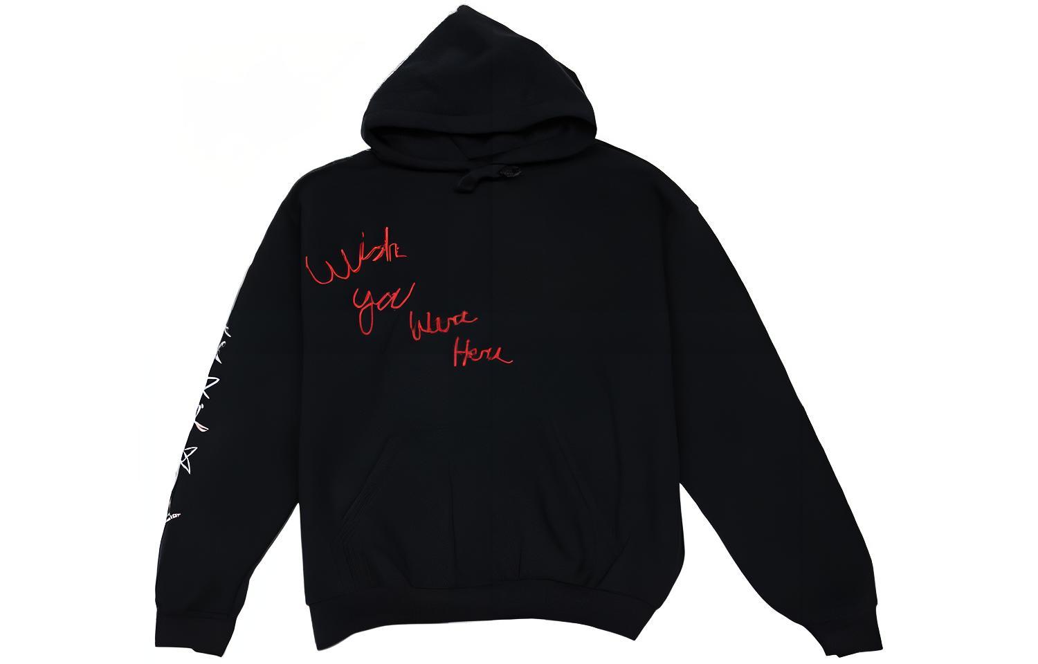 Travis FW22 Letter Print Pullover Hoodie Unisex Black 93665-529