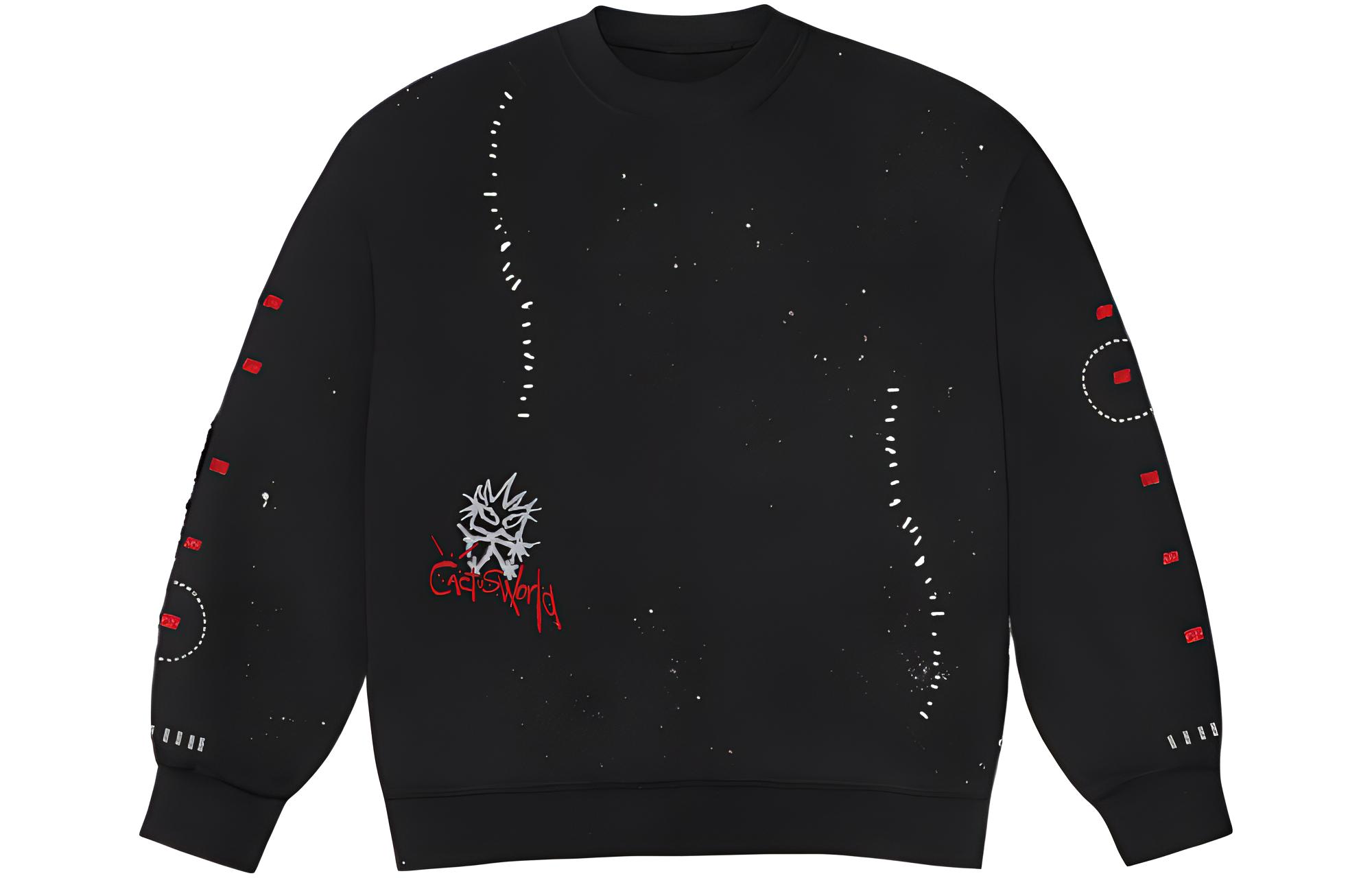 Travis Scott FW22 Stitched Crewneck Pullover Sweatshirt Unisex Black TS-22FW006