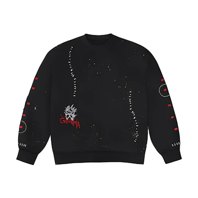 Travis FW22 Stitched Crewneck Pullover Sweatshirt Unisex Black TS-22FW006