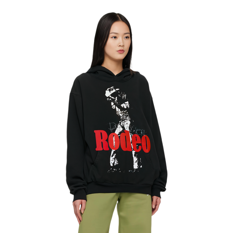 Shop トラヴィス・スコット FW24 デイズビフォーロデオ ロゴフーディ ブラック 男女共用 プルオーバー。 TSDB-SS10