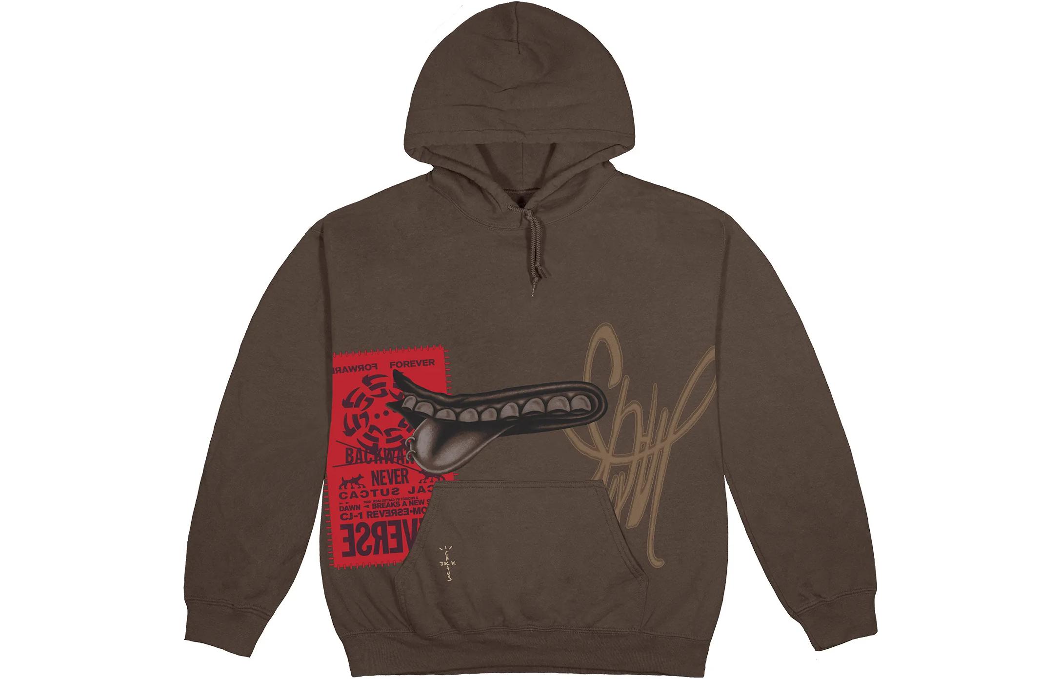 Travis Scott Graphic Logo Print Hoodie Unisex Brown CJFN-SS80