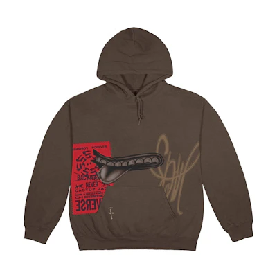 Travis Graphic Logo Print Hoodie Unisex Brown CJFN-SS80