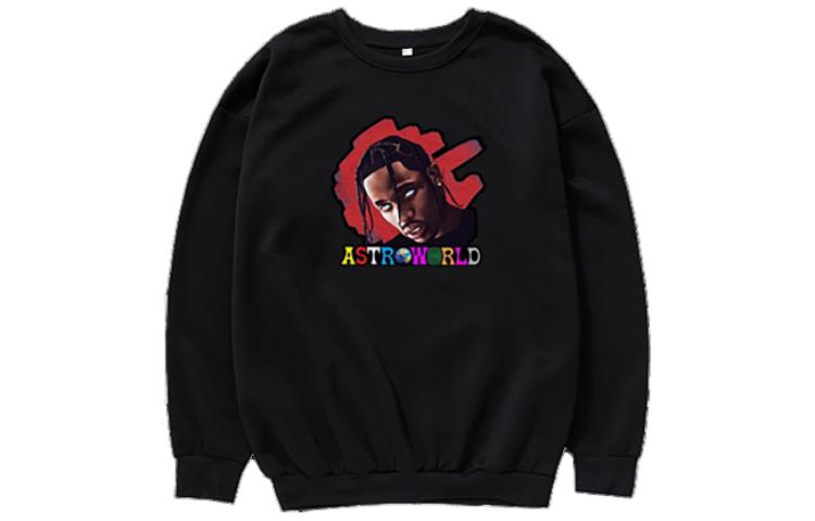 Buy 特拉维斯·斯科特宽松版长袖黑色卫衣 TC-614