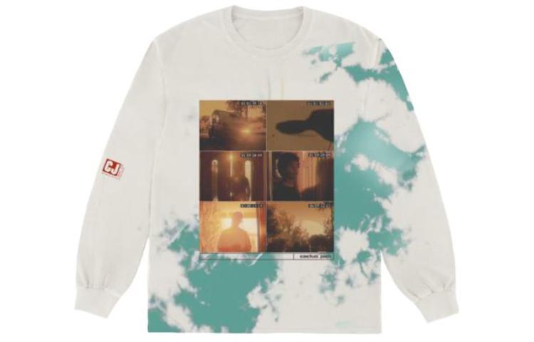 Travis Graphic Tie-Dye Pullover Crewneck Sweatshirt White TC636