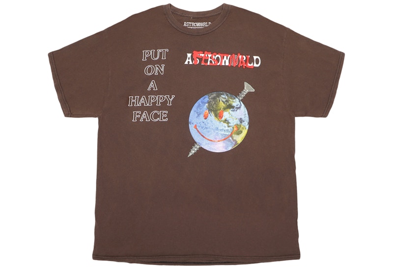 Travis Scott Happy Face Festival Tee Bleached Brown