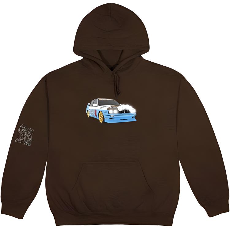 Travis Scott Jackboys Car Graphic Brown Hoodie for Men. TSJBHS415-BROWN