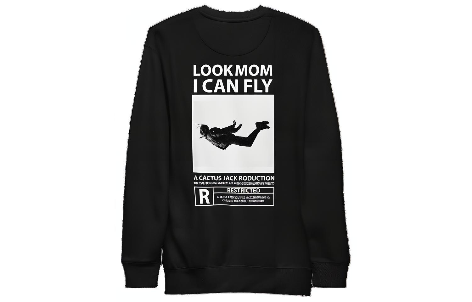 Travis Letter Graphic Crewneck Sweatshirt Black TC-621