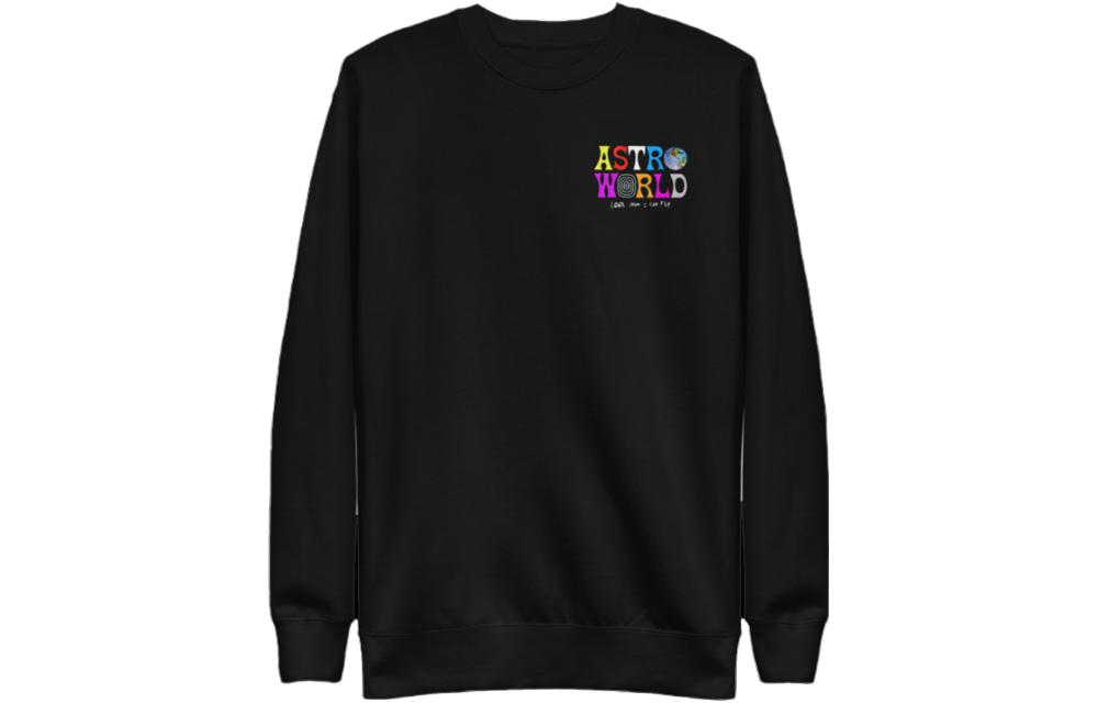 Travis Letter Graphic Unisex Black Crewneck Long Sleeve Sweatshirt TC-618