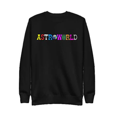 Travis Letter Logo Crewneck Sweatshirt Black Long Sleeve TC-615