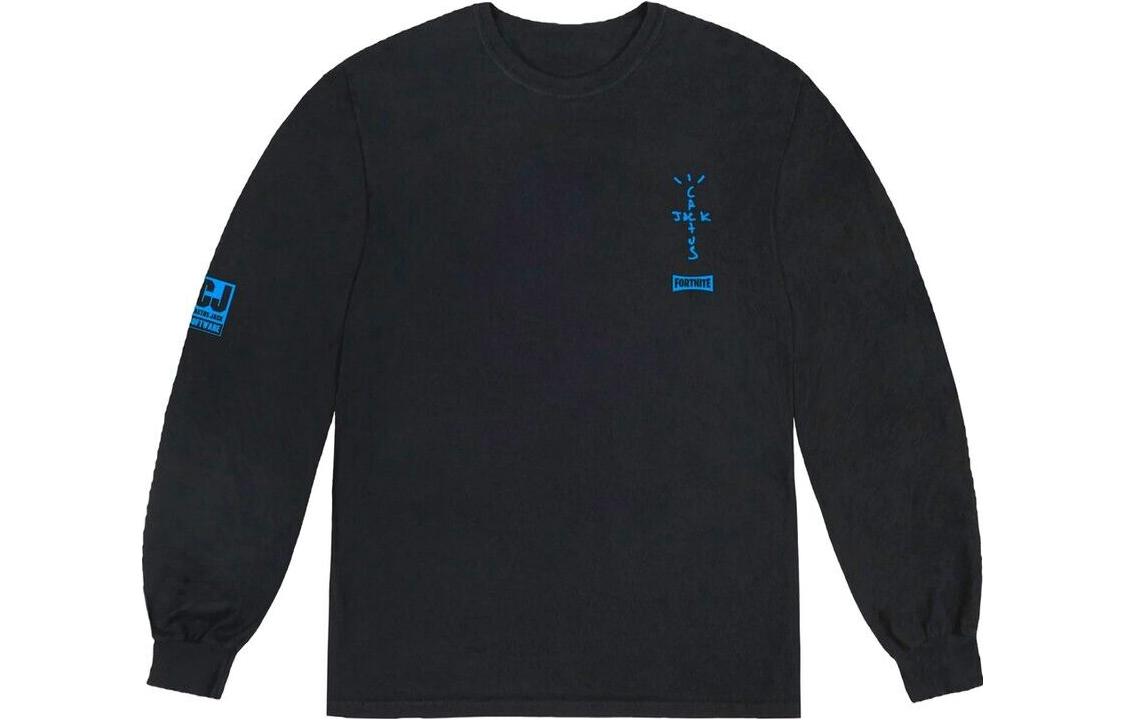 Travis Letter Logo Print Crewneck Long Sleeve Sweatshirt Black CJFN-LS21